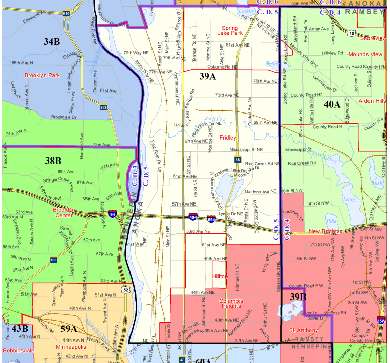 Map of Minnesota House District 39A